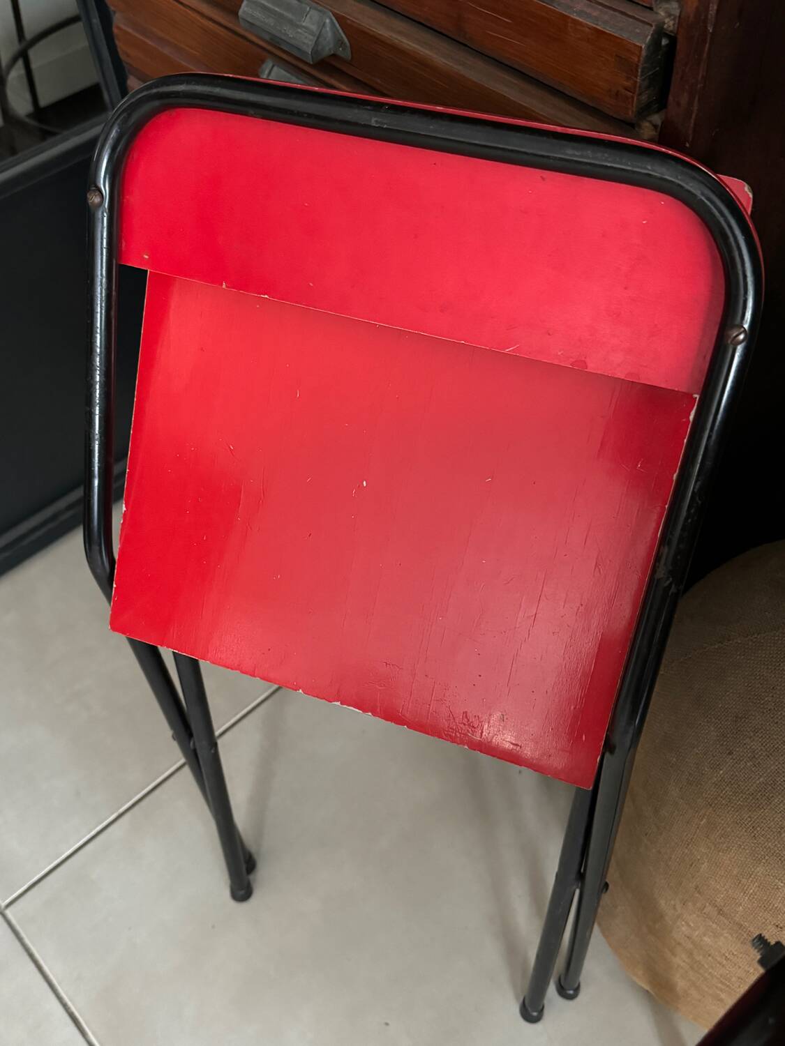 Vintage red children's desk and chair set
