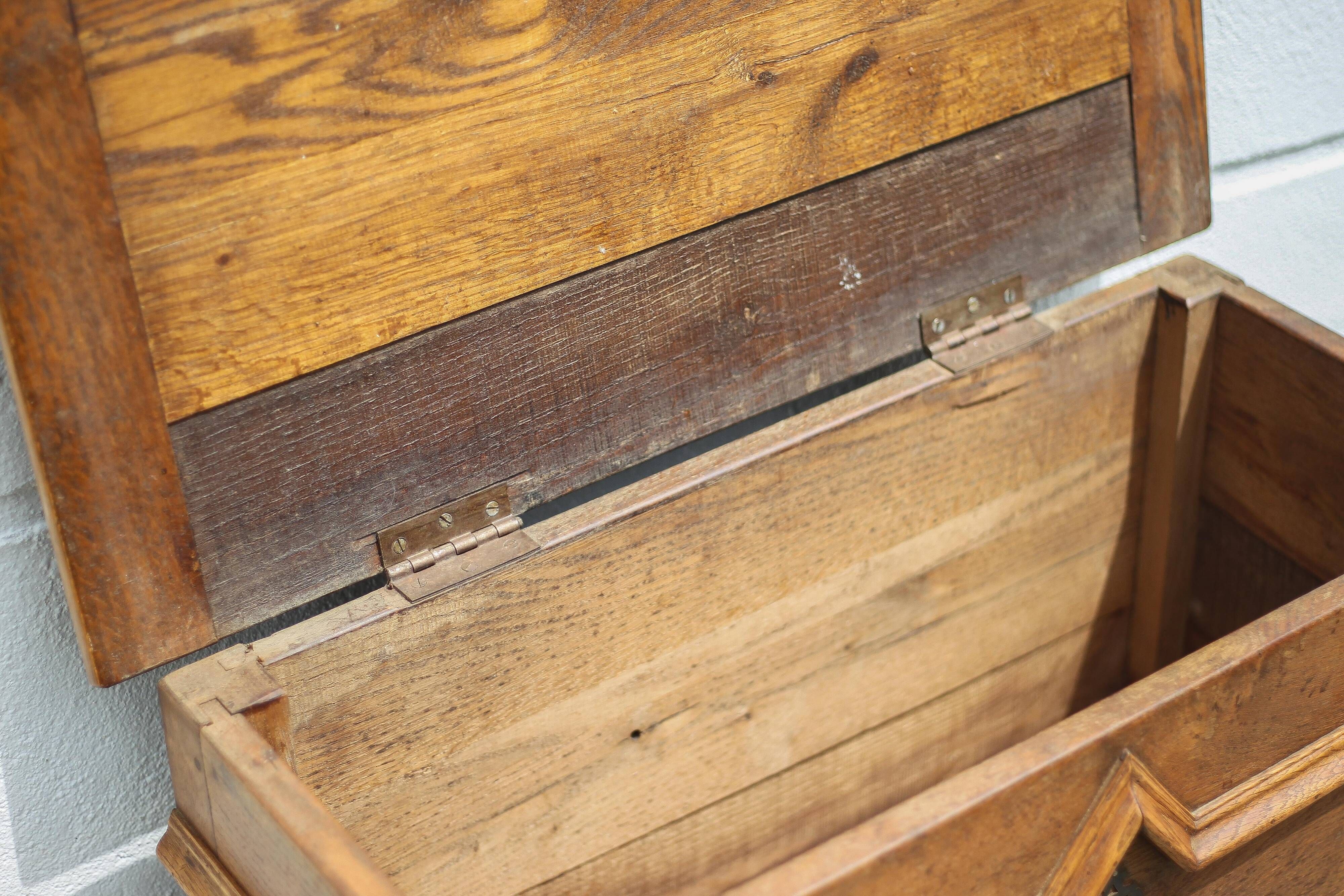 Old wooden chest, small storage chest, side table, wooden storage, trunk, wooden furniture