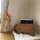 vintage rattan elephant magazine/vinyl holder