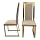 Set of 2 Michel Mangematin chairs in brass and virgin wool.