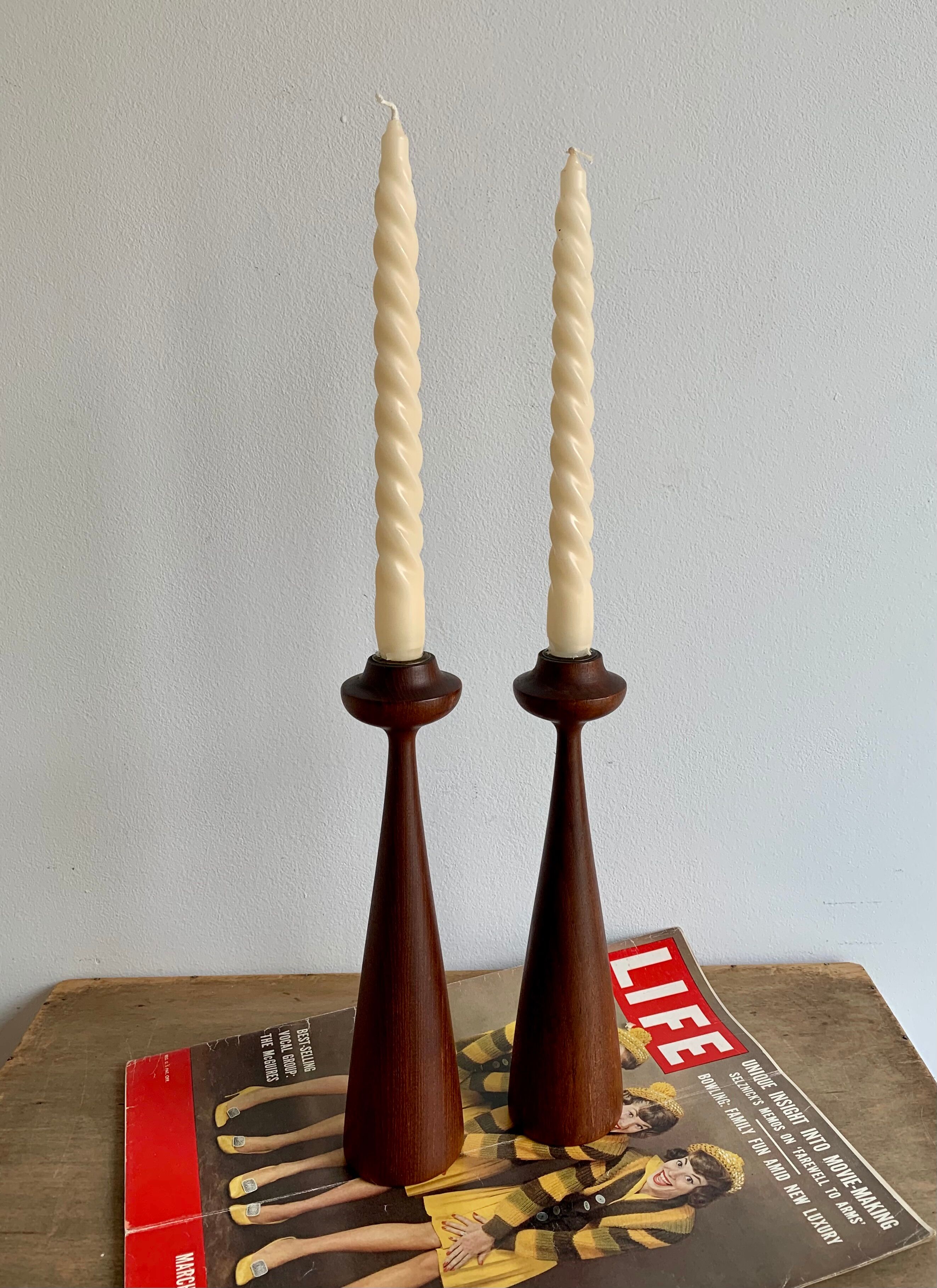 Danish teak candlesticks- Set of 2,  1960s