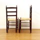 Pair of antique rush-seated chairs in solid wood – France, mid-20th century