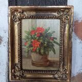 Bouquet of flowers in golden wood