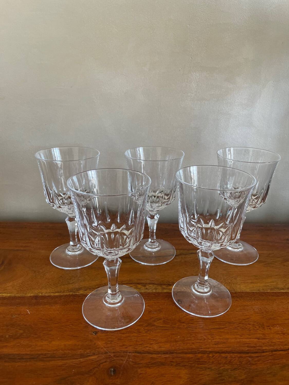 5 large Arques crystal water glasses