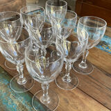 Set of nine cut crystal water glasses