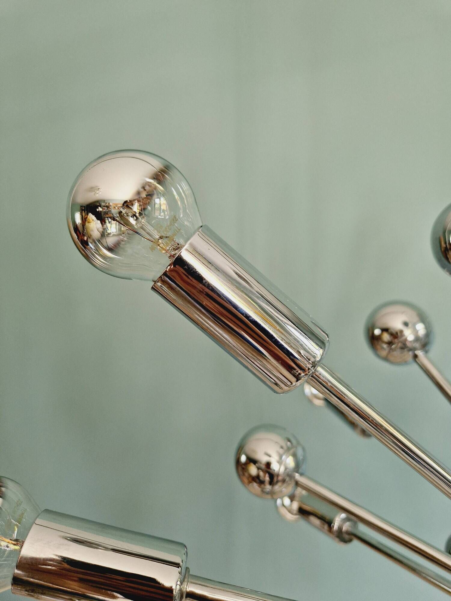 Lustre Sputnik XXL en métal chromé, années 70