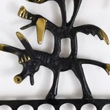 Walter Bosse brass keychains of a donkey, dog, cat, and rooster, Herta Baller, Austria