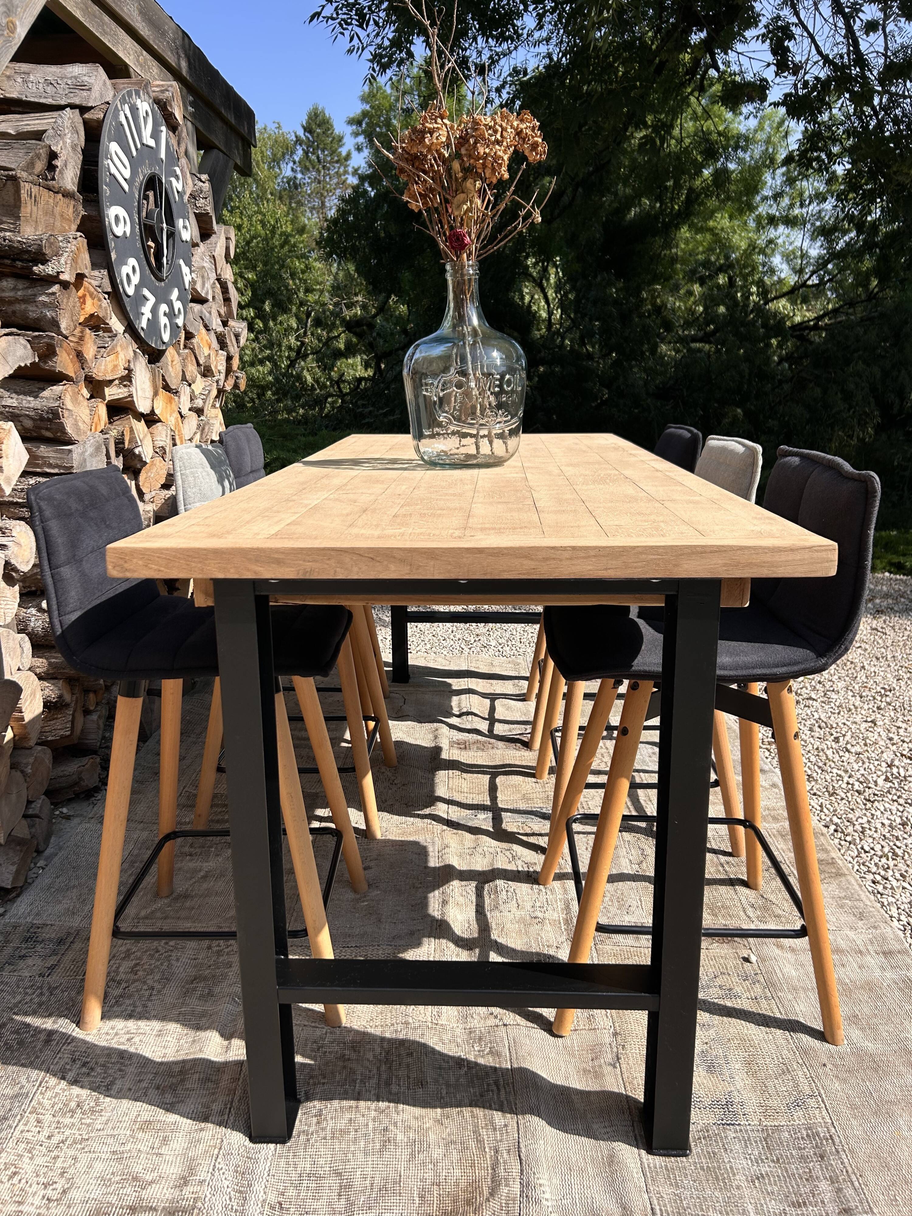 High table, island in wood and metal