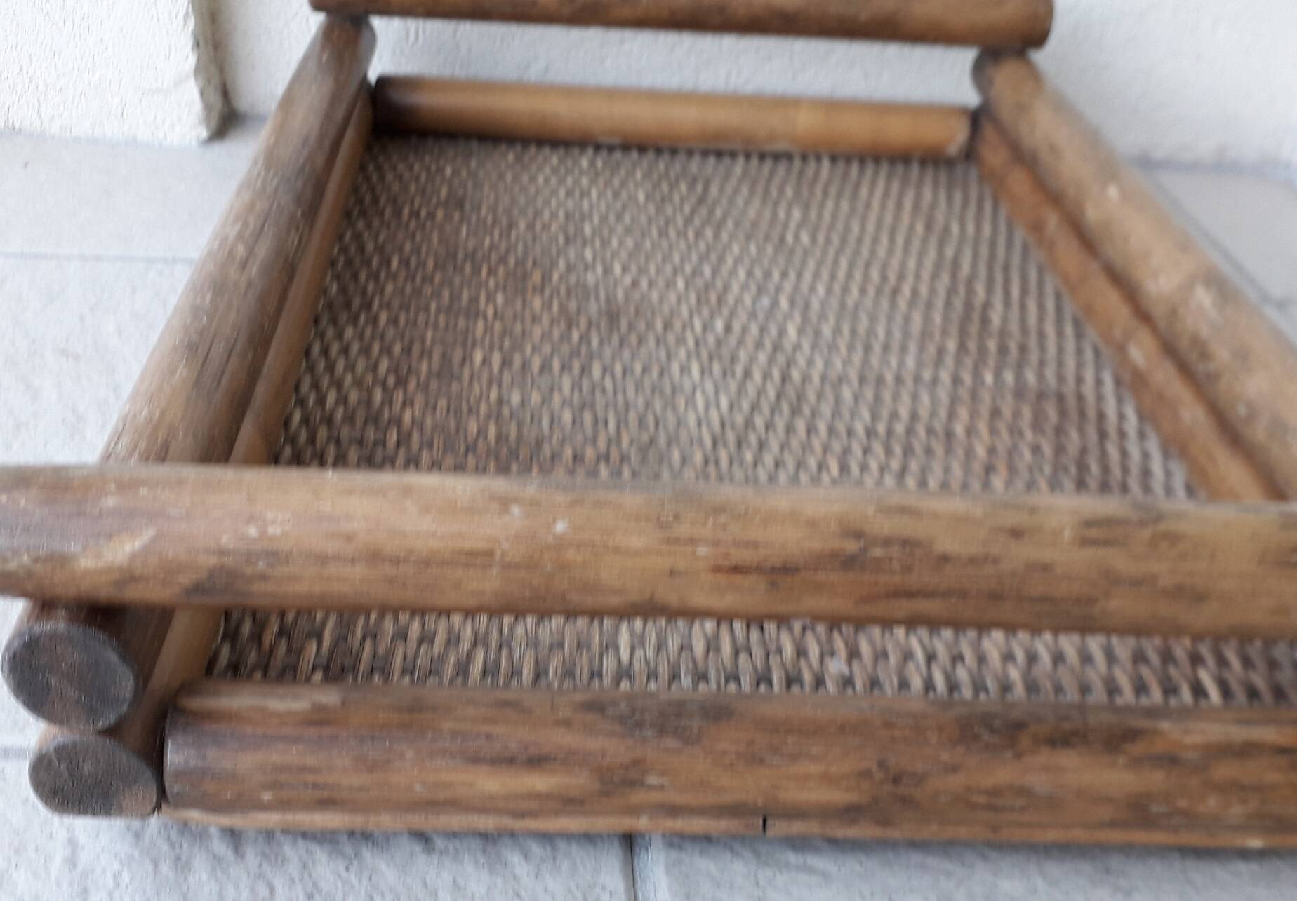 Wood and rattan tray