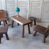 Set de mobilier chaises tabourets tripode