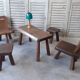 Furniture set chairs, tripod stools