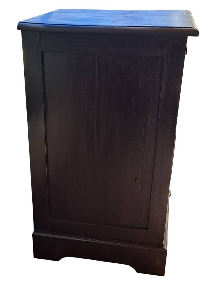meuble rangement cuisine ou loisirs créatifs 3 tiroirs et 1 tablette en bois massif marron vernissé
