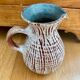 Ceramic pitcher Accolay striped burgundy turquoise white