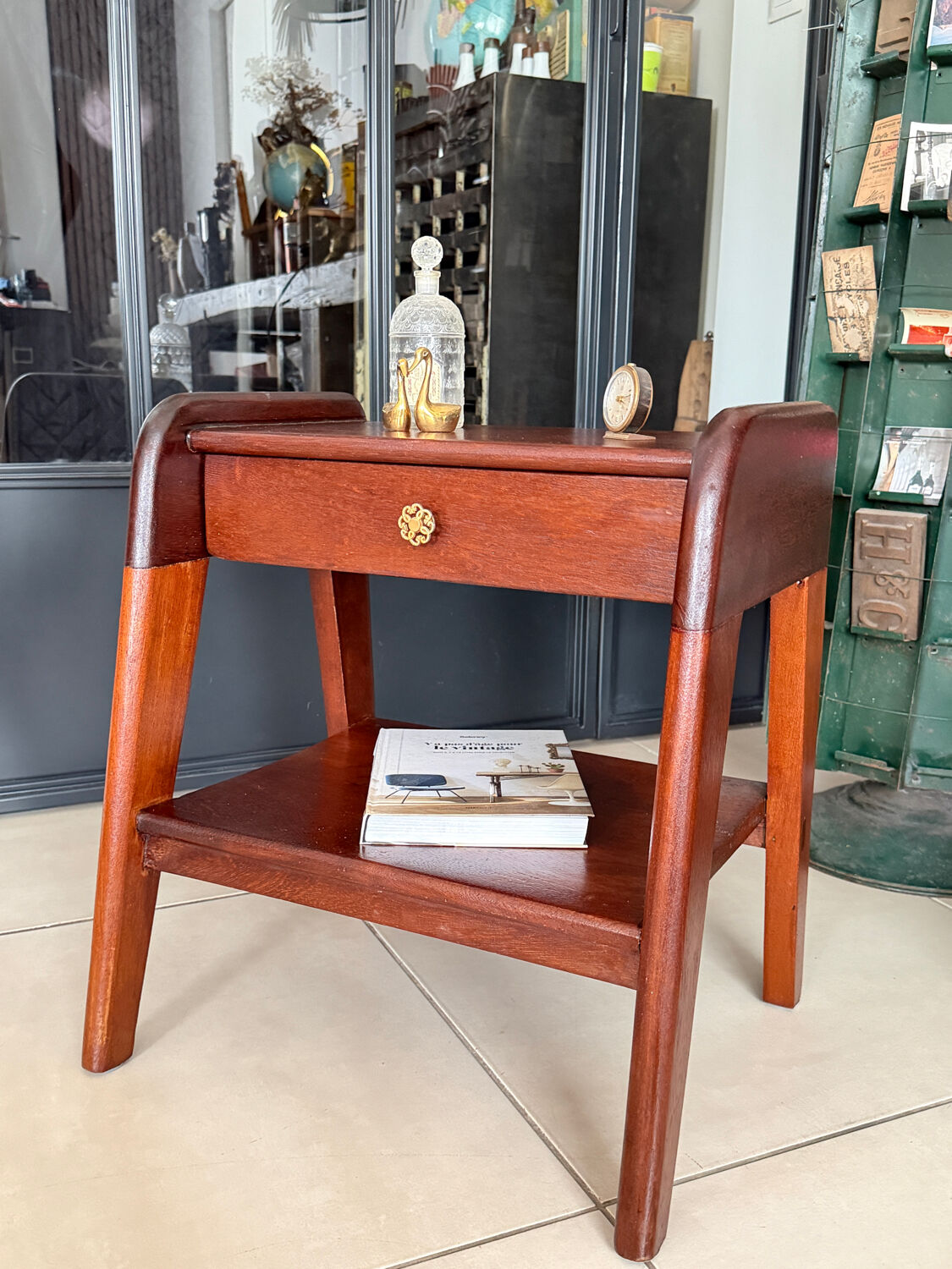 Vintage solid wood bedside table