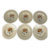 Set de 6 assiettes creuses Sarreguemines motif fleur, première moitié du XXe siècle