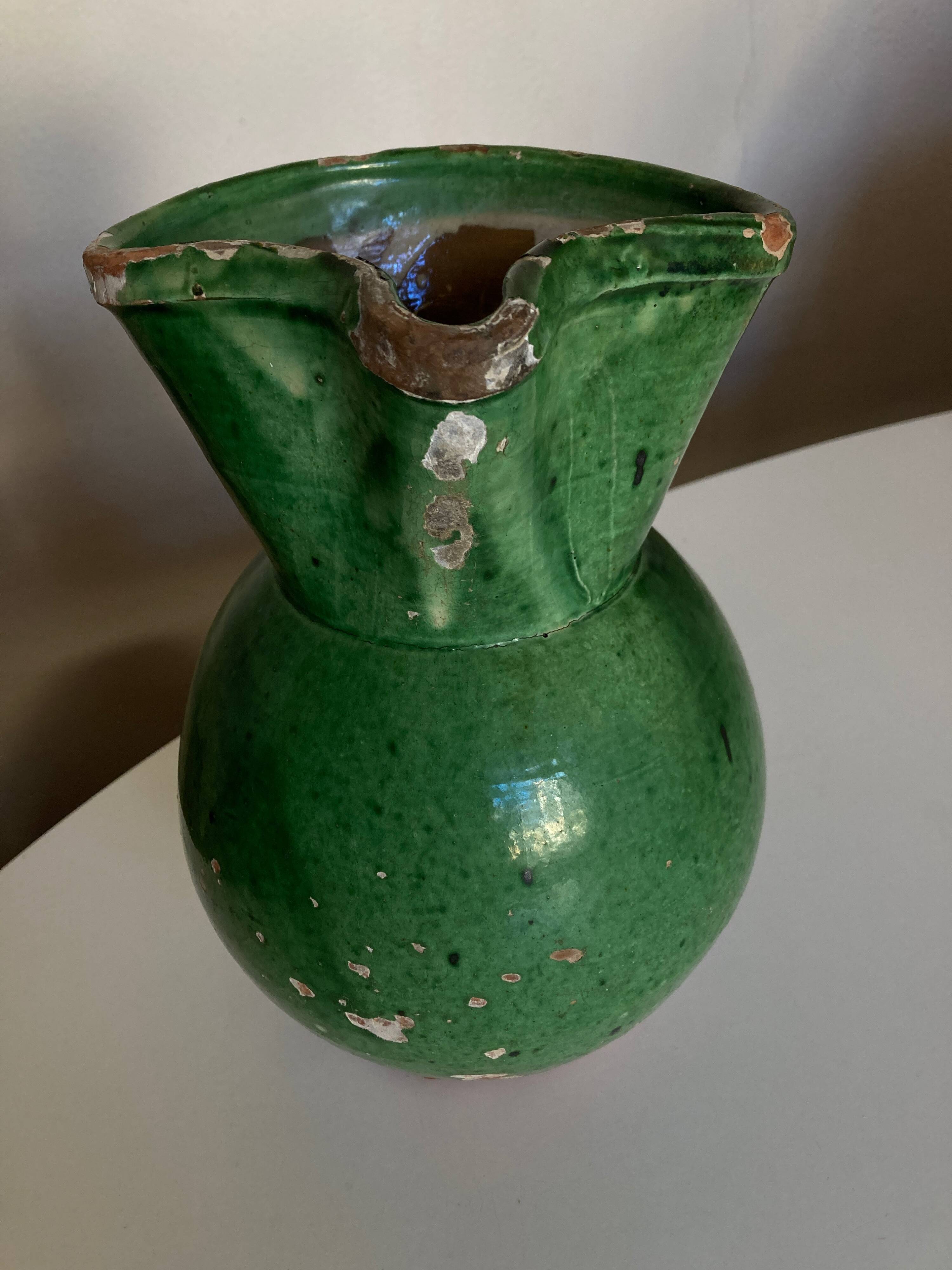 Farmhouse pitcher vase varnished earth popular art south 1950