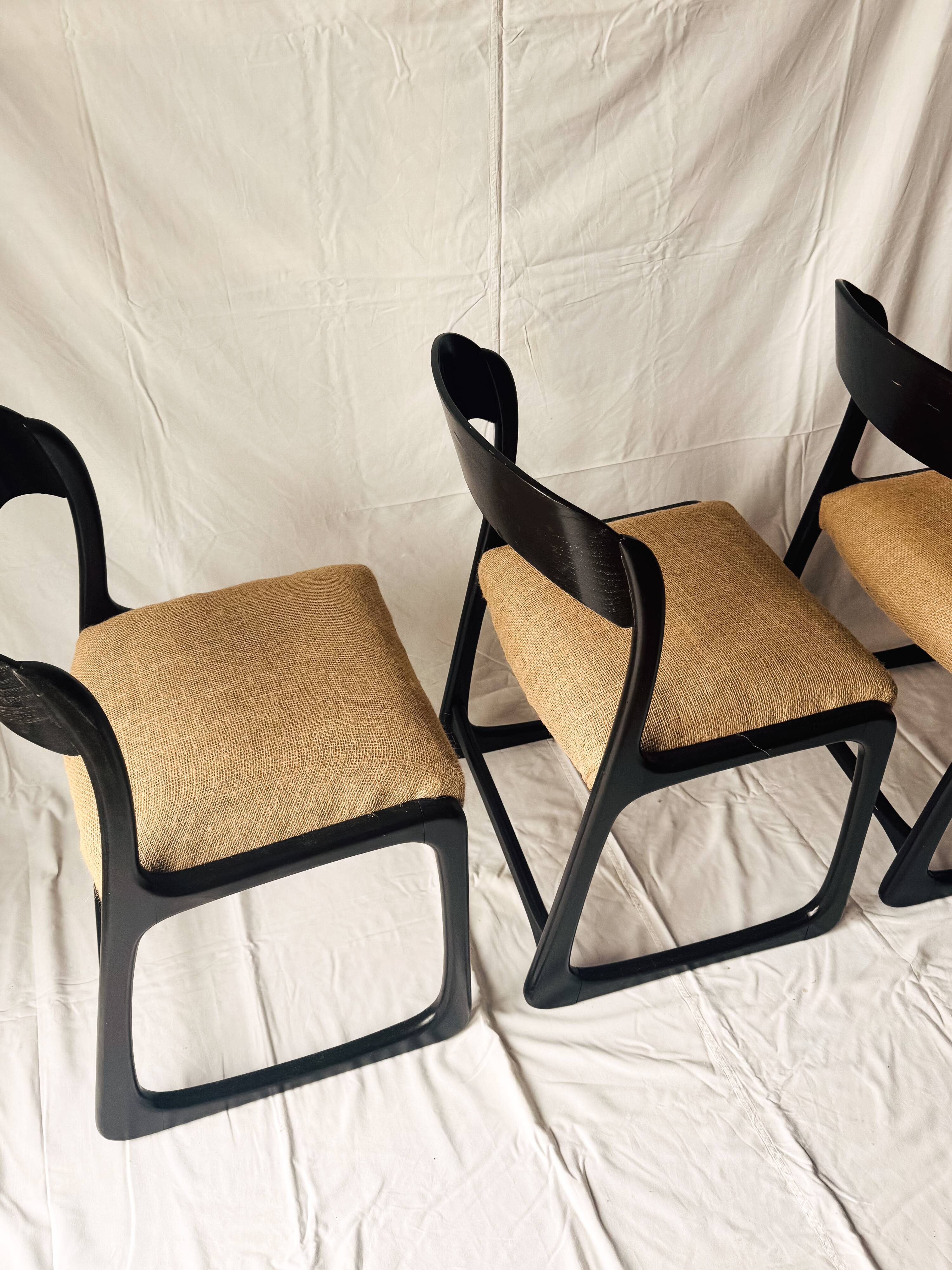 Set of 3 "sledge" chairs by Baumann