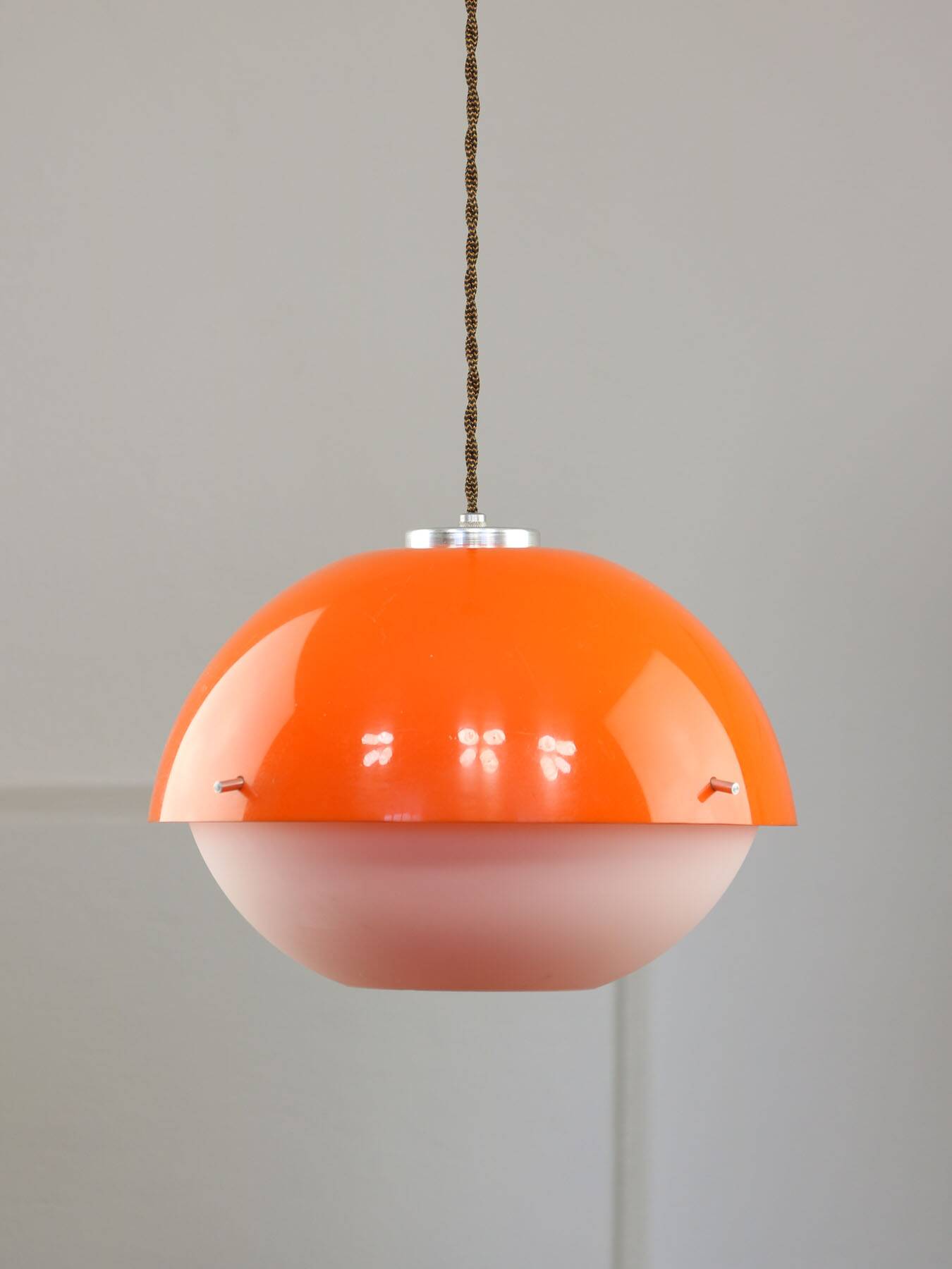Italian Orange Acrylic Glass Pendant Lamp, 1970s