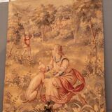 Aubusson Tapestry with Gallant Scene Decor, 19th Century
