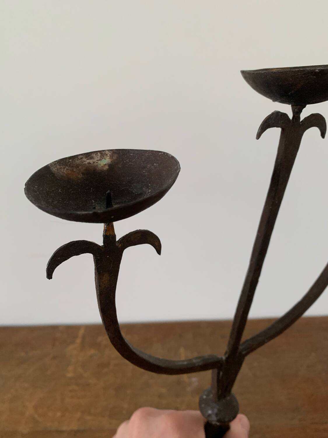 Brutalist Iron Candle Holder Circa 1970 Vintage