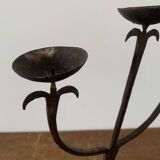 Brutalist Iron Candle Holder Circa 1970 Vintage
