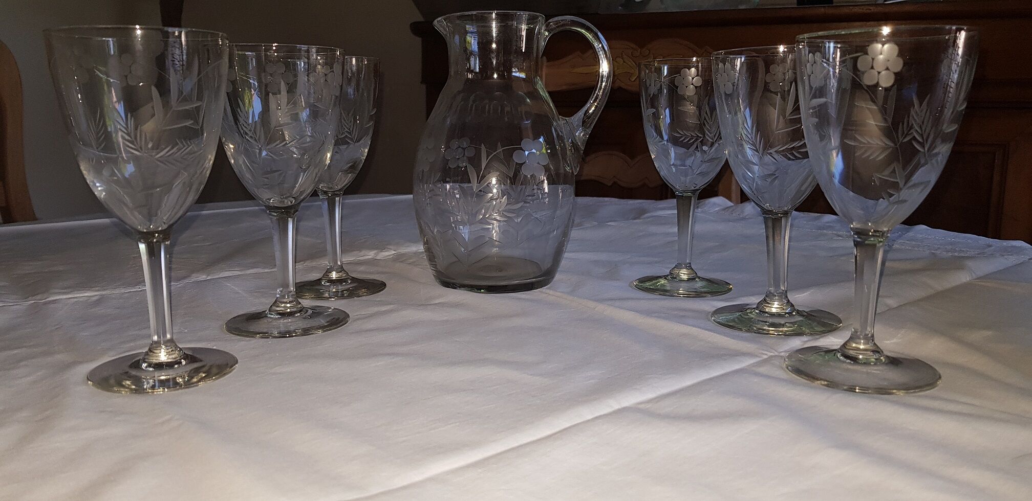 Pitcher and water glasses