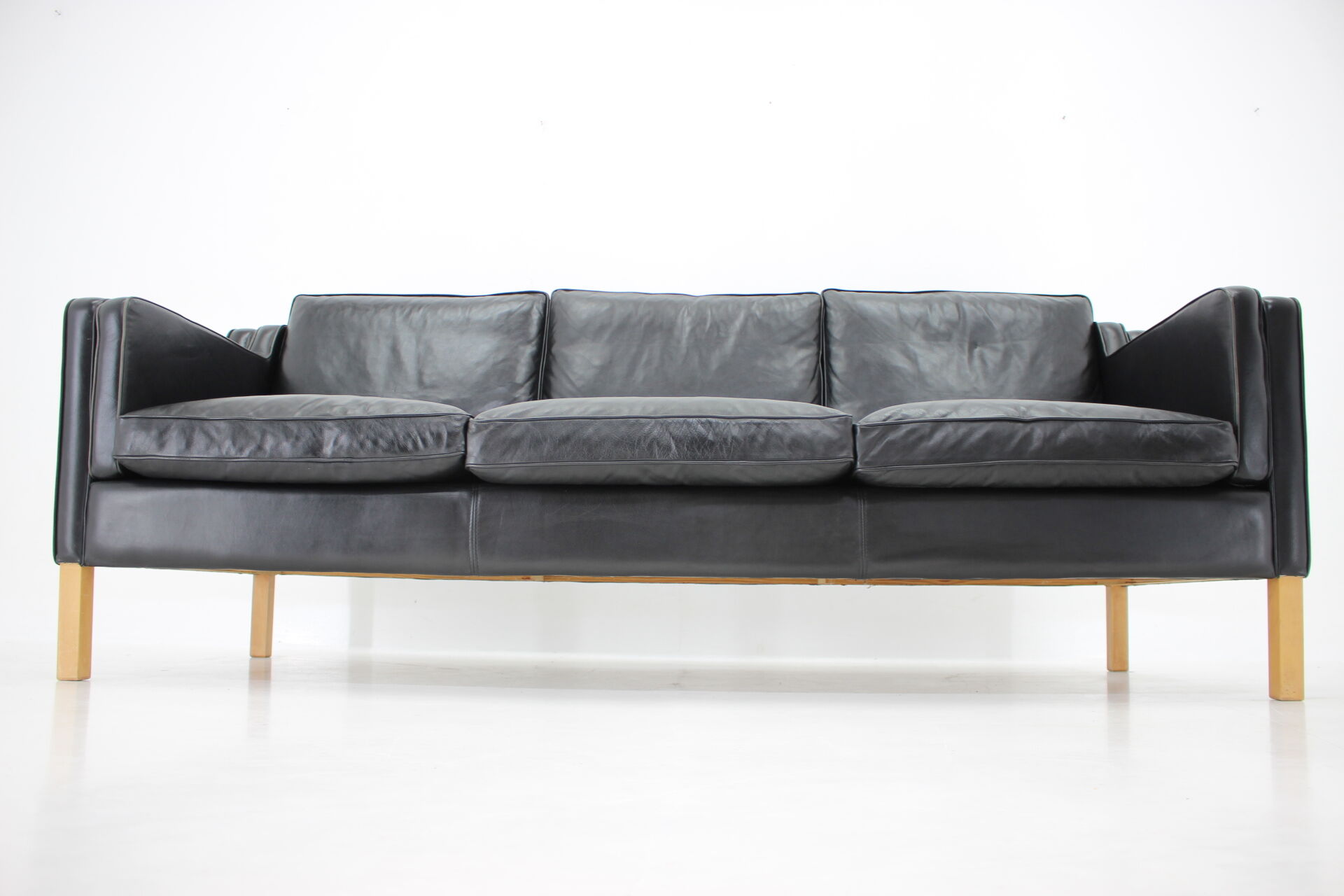1980s Black Leather 3-Seater Sofa by Stouby, Denmark