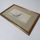 Antique ink drawing on paper, sailboat at sea, signed and framed.