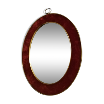 Oval mirror margin velvet flocking red vintage