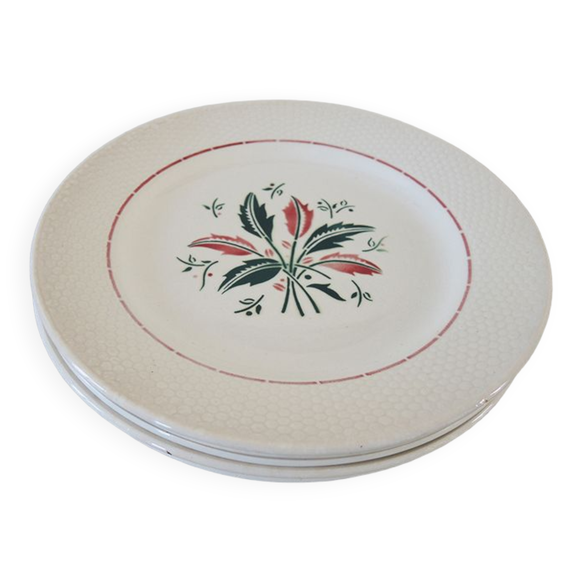 5 old flat plates – Faïencerie L'Amandinoise 6541