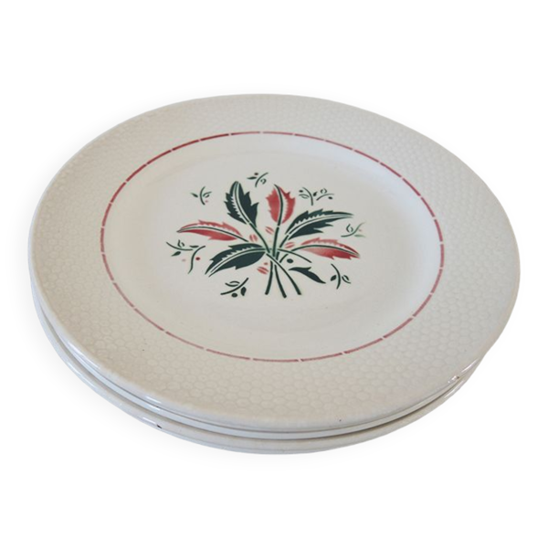 5 anciennes assiettes plates – faïencerie l’amandinoise 6541
