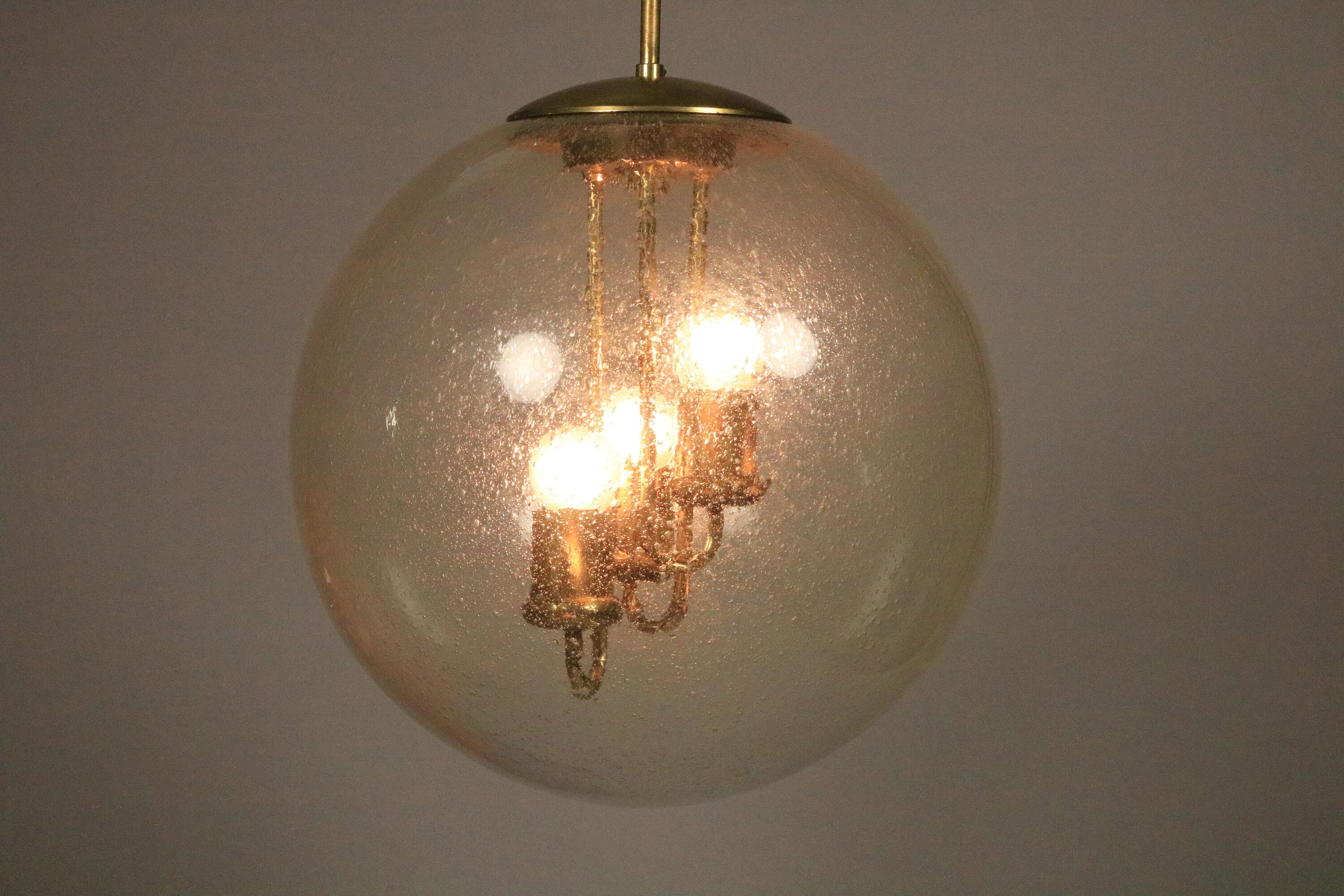 Big Ball Vintage lamp, Glass and brass by SAKU, 1970s