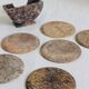 Set of 6 vintage stone/marble coasters and case