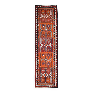 3x10 Pumpink Orange Kilim Runner Rug 93x308Cm