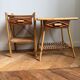 Rattan bedside tables in the style of Audoux Minet.