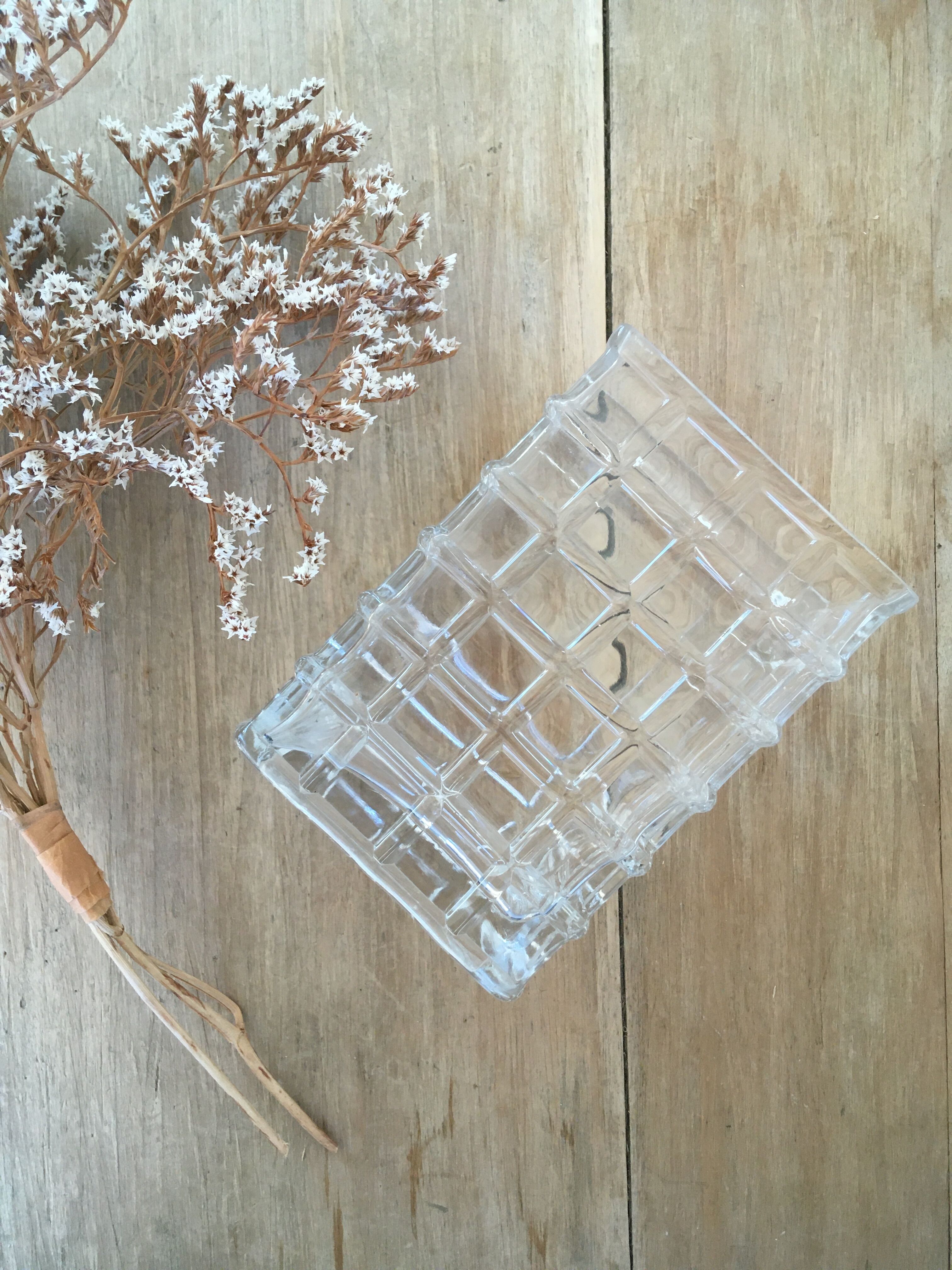 Glass vase with raised squares