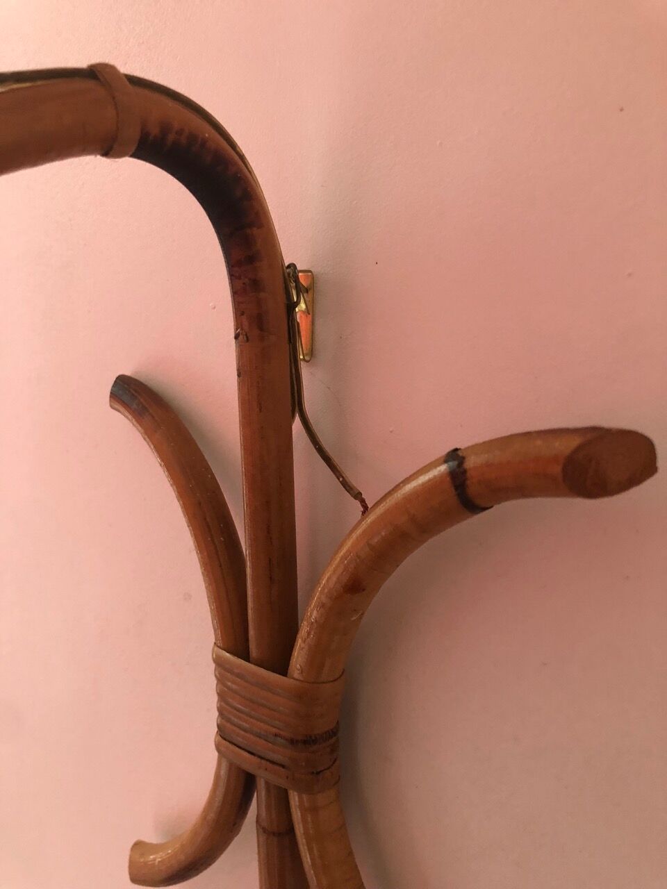 Vintage rattan wall lamps 60s, sold by 2