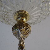 Glass and brass globe chandelier