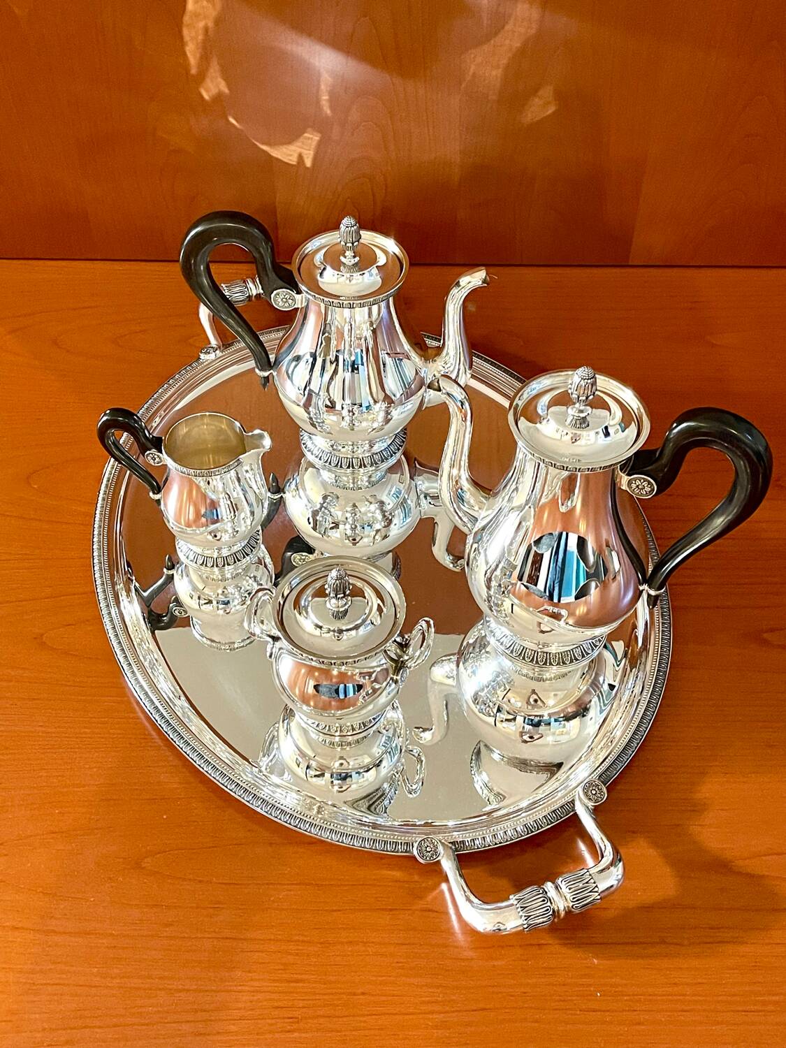 Christofle Malmaison 5-piece coffee and tea service with tray