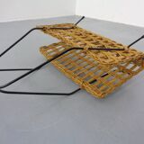 Magazine rack in filigree rattan and steel, 1960s
