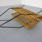 Magazine rack in filigree rattan and steel, 1960s
