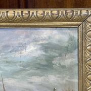 Marine, Huile sur toile signée Victorès