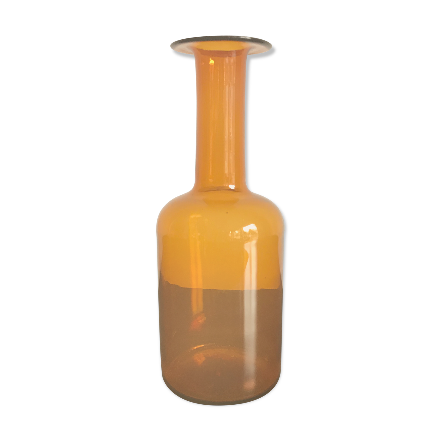 Otto Brauer for Holmegaard scandinavian yellow glass vase, 1960s