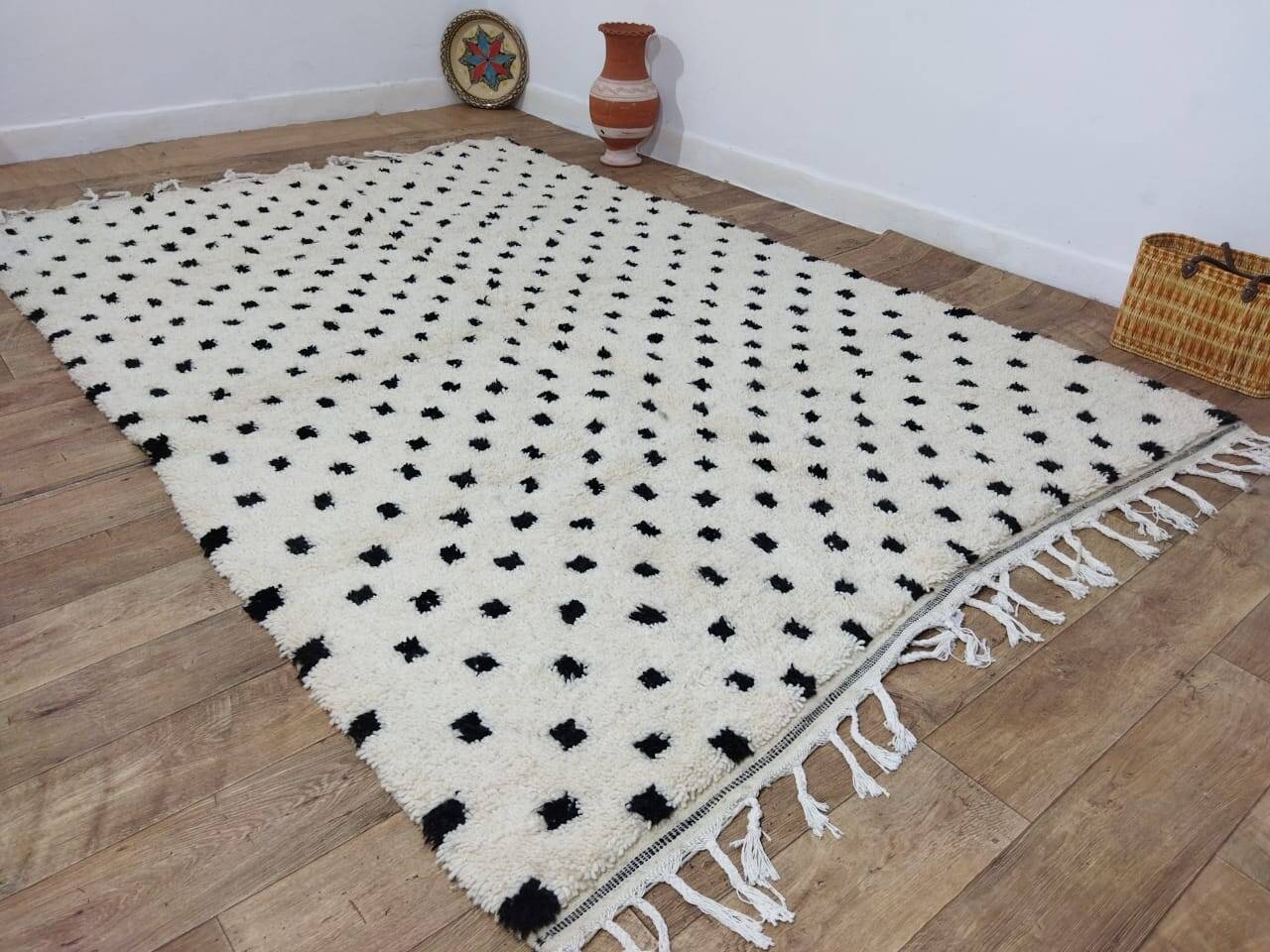 Handmade wool Berber rug 294x194 cm