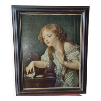 Tableau belle reproduction sur toile de Jean Baptiste Greuze