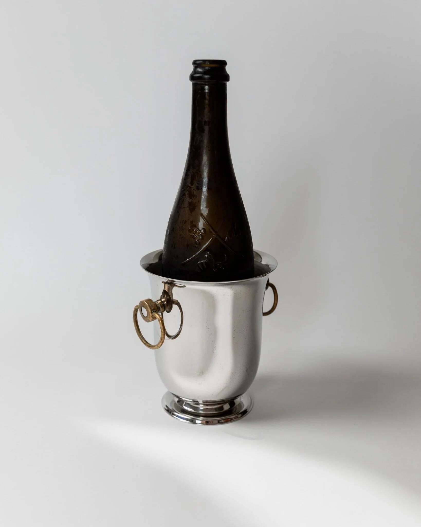 Seau à champagne ou rafraîchisseur à vin vintage - Design intemporel en métal argenté par Jean Couzon années 1980 - Idée cadeau, centre de table rétro, décoration de table