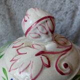 Soupiere with floral decoration painted by hand sarreguemines signed