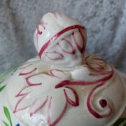 Soupiere with floral decoration painted by hand sarreguemines signed