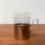 Vintage tea glasses RDA from East Germany by MUQ, Metallwarenfabrik Union Quedlinburg, set of 4.