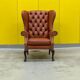 Fauteuil Chesterfield en cuir marron clair vintage